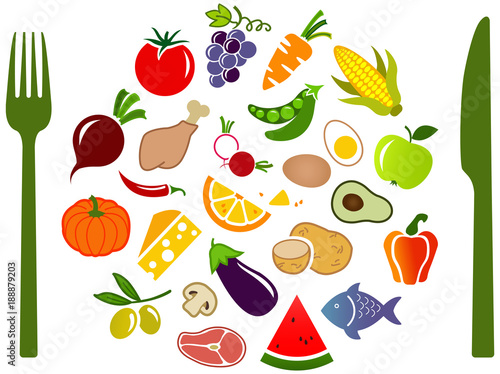 colourful & healthy gluten-free diet - vector illustration