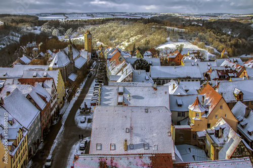 Rothenburg ob der Tauber in inverno vista dall'alto photo