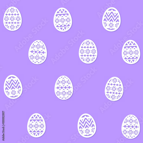 Easter Eggs paper cut Pattern on purple background - purple eggs