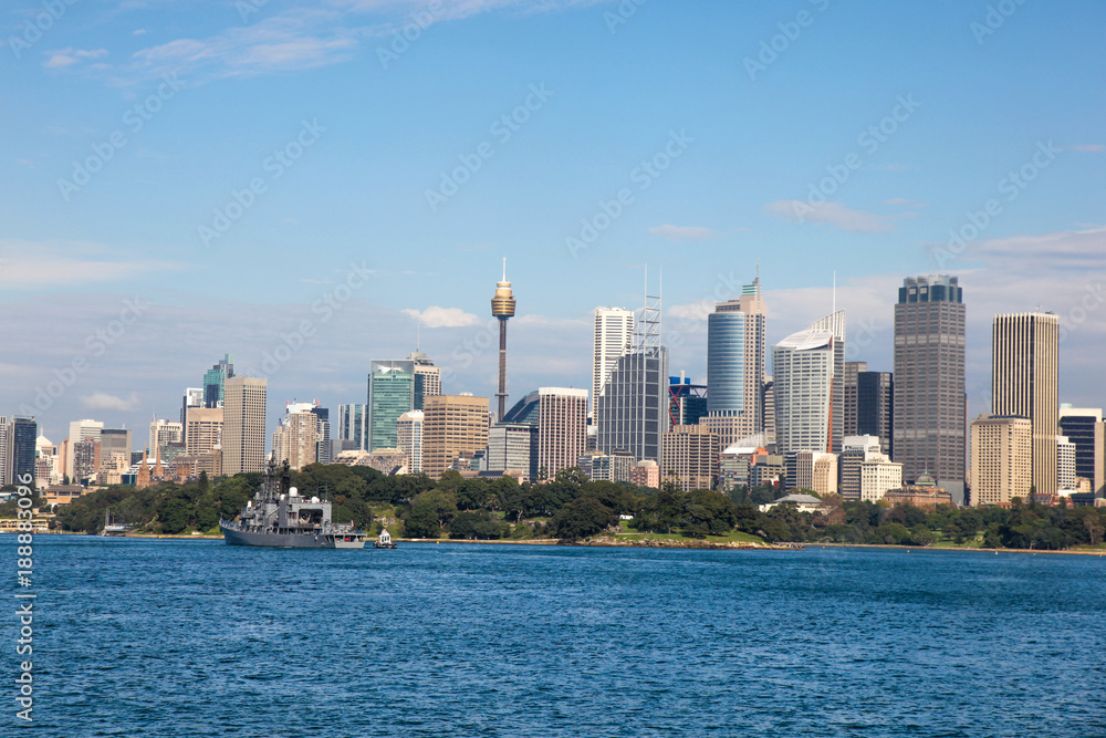 Sydney CBD from Sydney Harbour NSW Australia. Sydney is Australia's largest and oldest city and the most popular tourist destination.