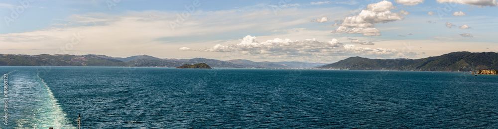 Background water surface behind of fast moving motor boat in Wellington, New Zealand