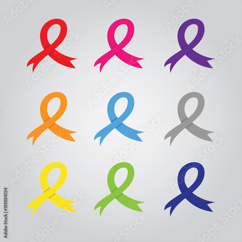Multicolor awareness ribbon set 