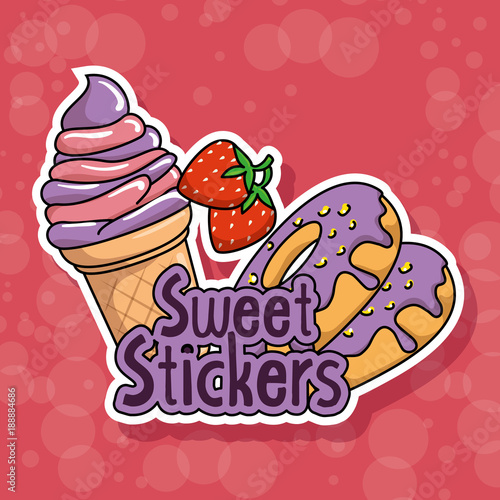 sweet stickers pop art vector illustration design