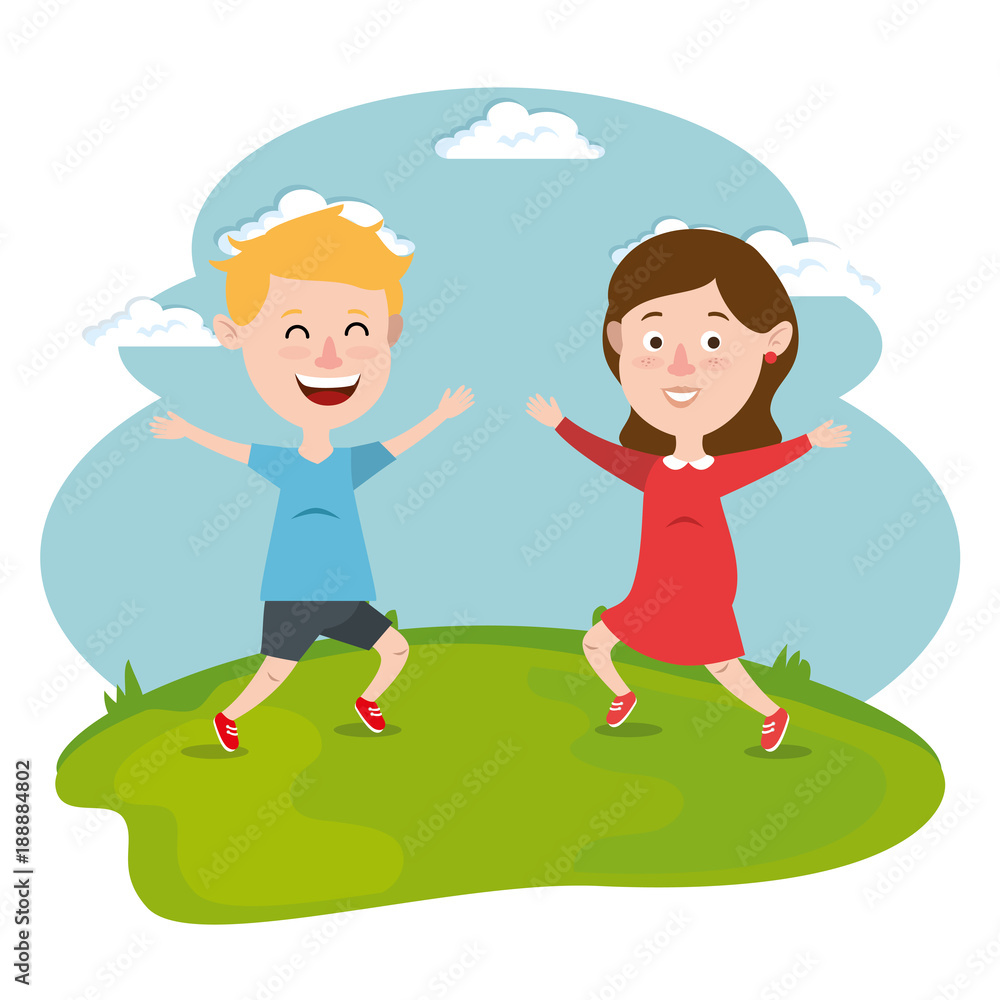 couple happy kids characters vector illustration design couple happy kids characters vector illustration design