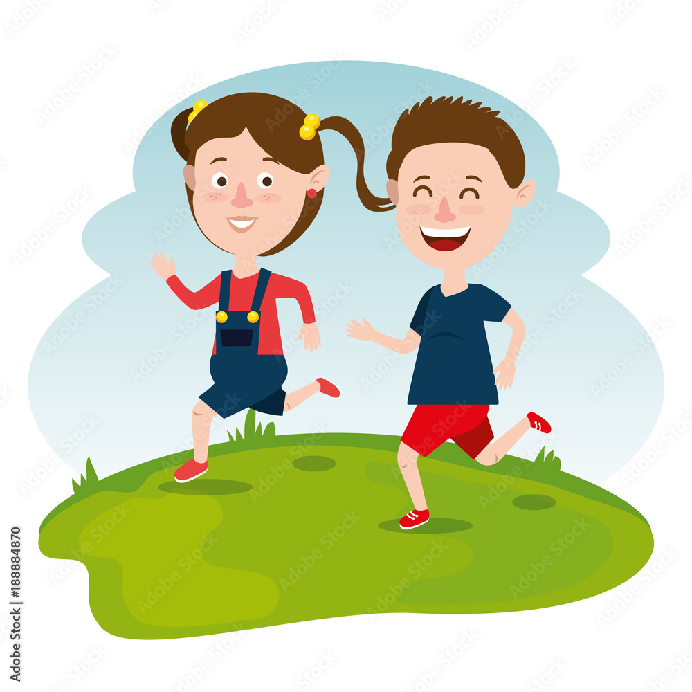 couple happy kids characters vector illustration design couple happy kids characters vector illustration design