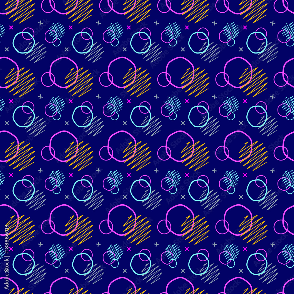 Pattern seamless memphis retro style. Abstract vector seamless background. Memphis geometric pattern vintage pop art shapes. Modern minimal colorful trendy graphic good for fabric or cover print art. Pattern seamless memphis retro style. Abstract vector seamless background. Memphis geometric pattern vintage pop art shapes. Modern minimal colorful trendy graphic good for fabric or cover print art.