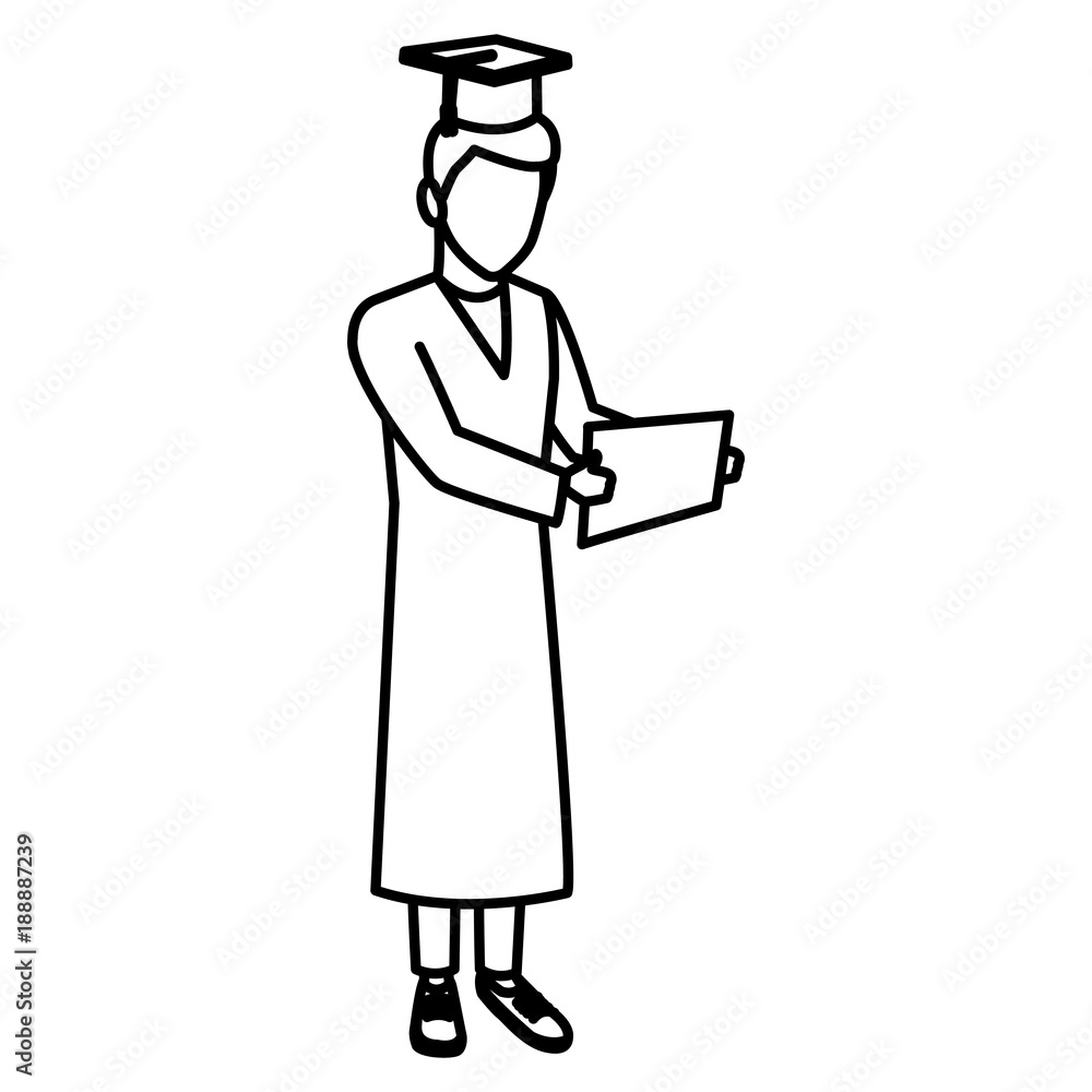 Young man student with graduation gown icon vector illustration graphic design Young man student with graduation gown icon vector illustration graphic design