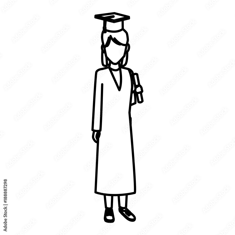 Student woman with graduation gown icon vector illustration graphic design Student woman with graduation gown icon vector illustration graphic design