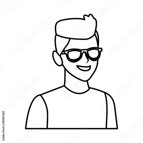 Young man with sunglasses cartoon icon vector illustration graphic design