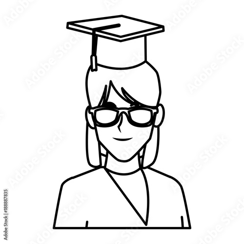 Student woman with graduation hat icon vector illustration graphic design