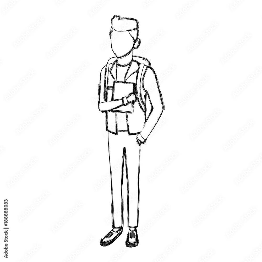 Young man student cartoon icon vector illustration graphic design Young man student cartoon icon vector illustration graphic design