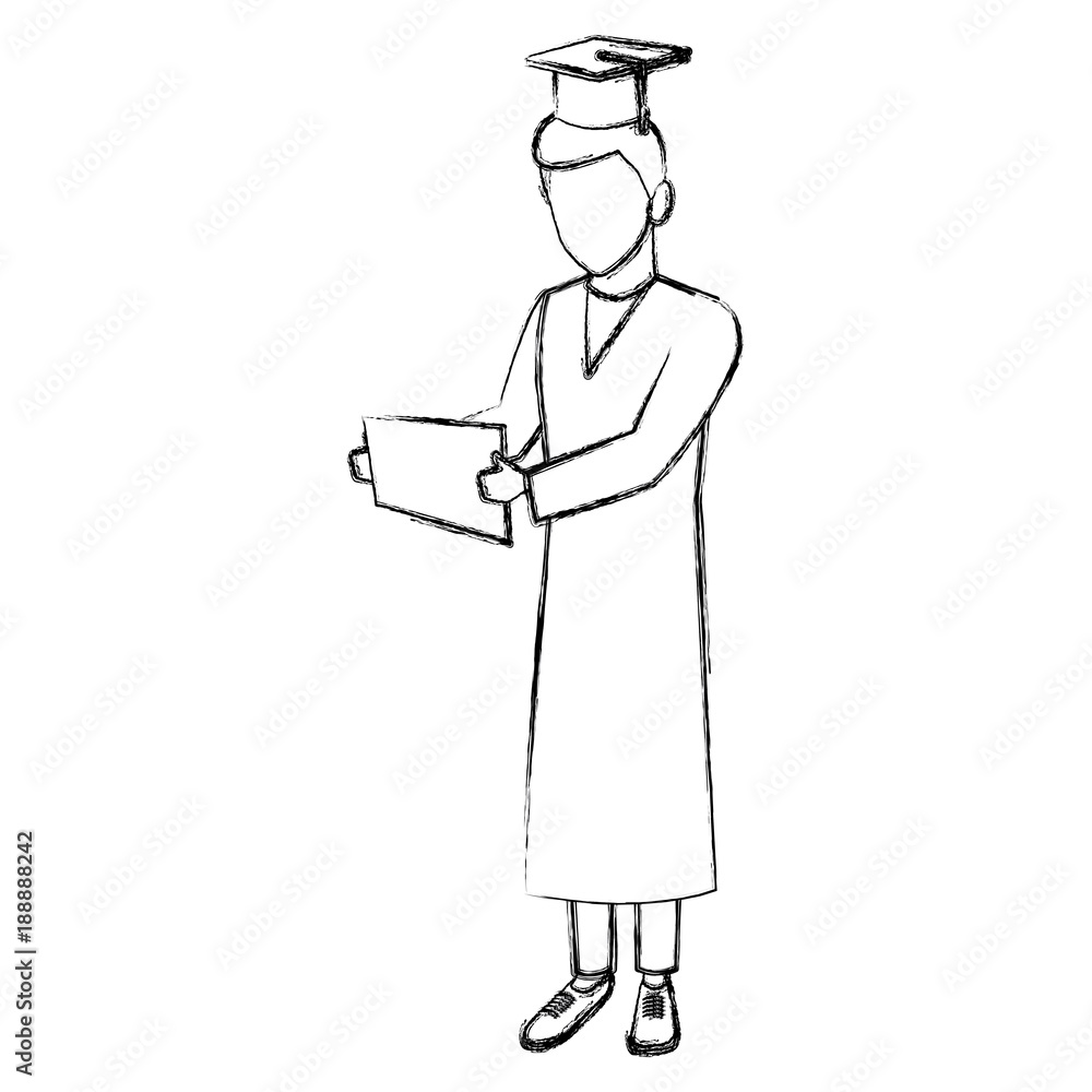 Young man student with graduation gown icon vector illustration graphic design Young man student with graduation gown icon vector illustration graphic design