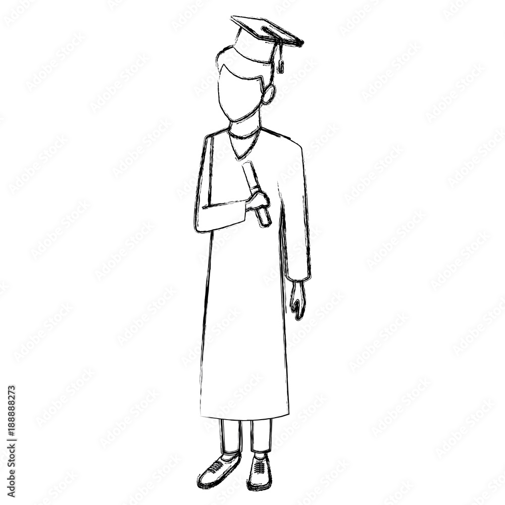 Young man student with graduation gown icon vector illustration graphic design Young man student with graduation gown icon vector illustration graphic design