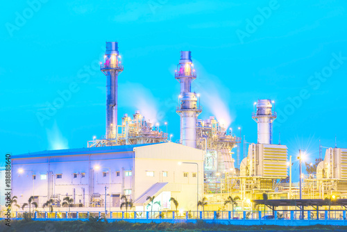 Beautiful scenery during time the twilight view from top of oil refinery industry. Oil refinery industry at Chonburi province in Thailand. Landscape of industry estate in Thailand. Industry concept .