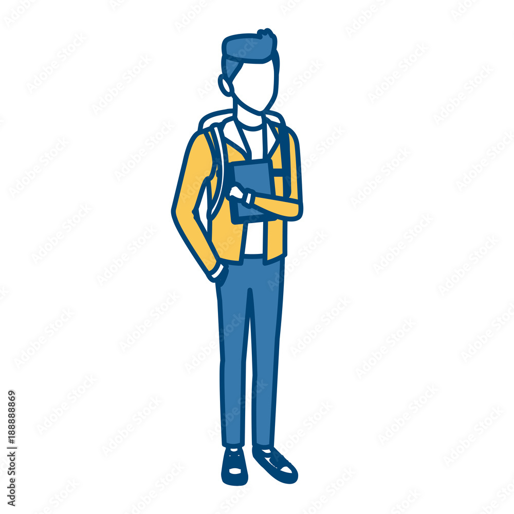 Young man student cartoon icon vector illustration graphic design