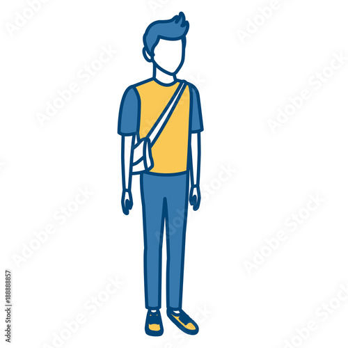 Young man student cartoon icon vector illustration graphic design