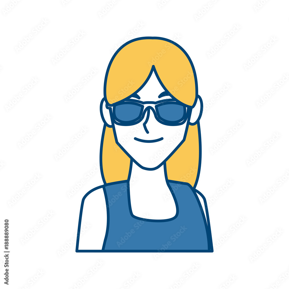 Young woman with sunglasses icon vector illustration graphic design Young woman with sunglasses icon vector illustration graphic design