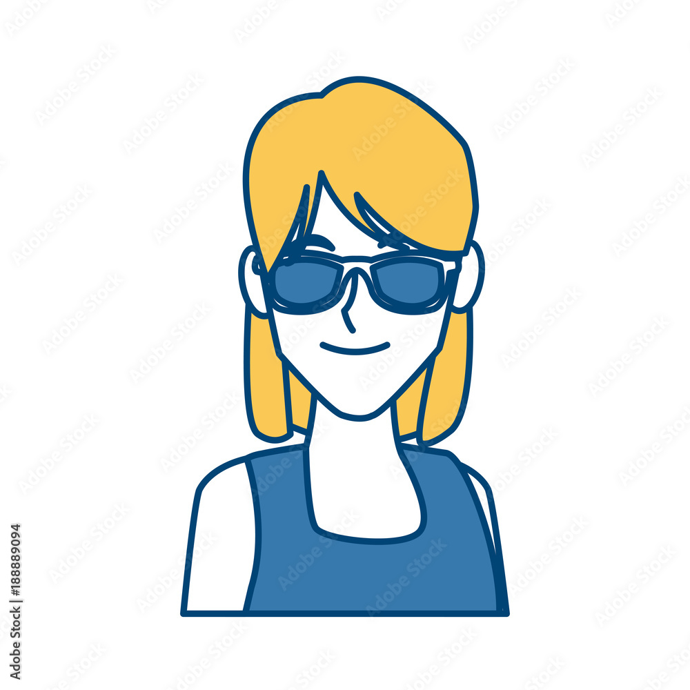 Young woman with sunglasses icon vector illustration graphic design