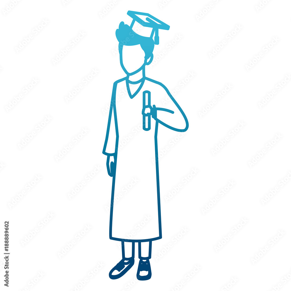 Young man student with graduation gown icon vector illustration graphic design Young man student with graduation gown icon vector illustration graphic design