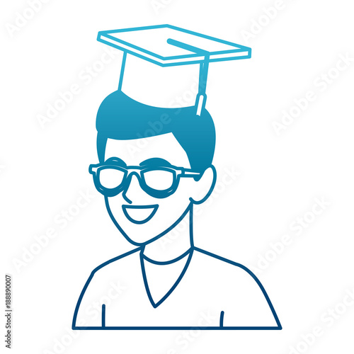 Student man with graduation hat icon vector illustration graphic design