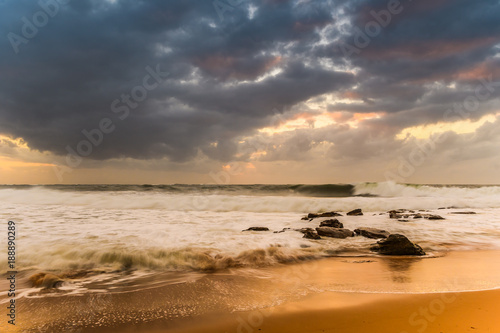 Fototapeta Naklejka Na Ścianę i Meble -  Sunrise Seascape with Big Surf