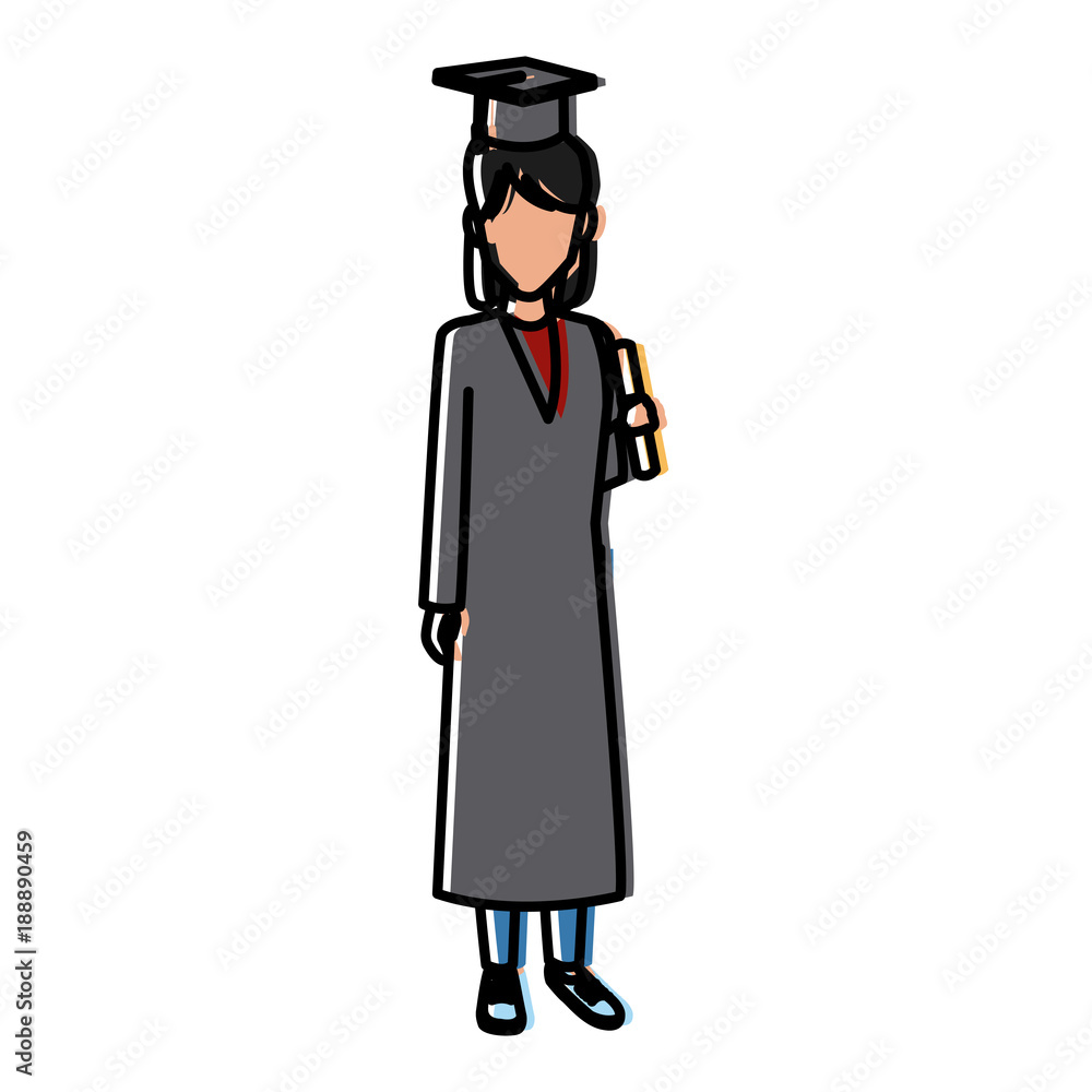 Student woman with graduation gown icon vector illustration graphic design Student woman with graduation gown icon vector illustration graphic design