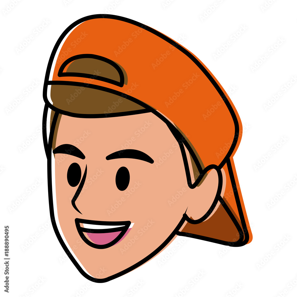 Young man face cartoon icon vector illustration graphic design