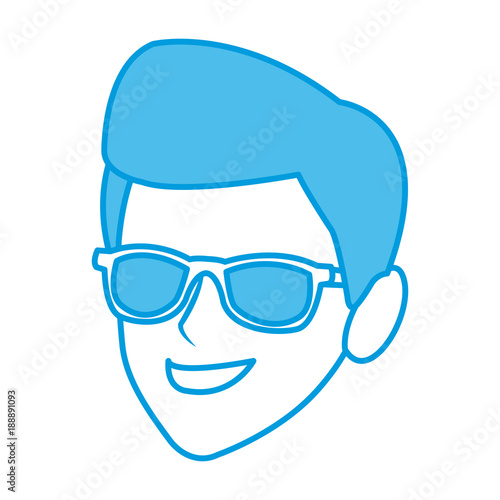 Young man with sunglasses cartoon icon vector illustration graphic design