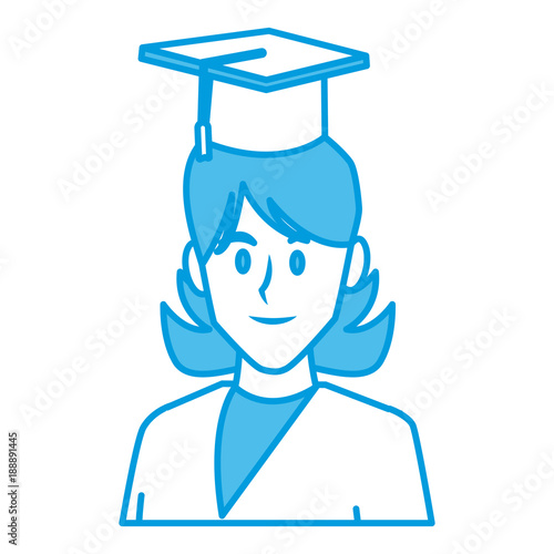 Student woman with graduation hat icon vector illustration graphic design