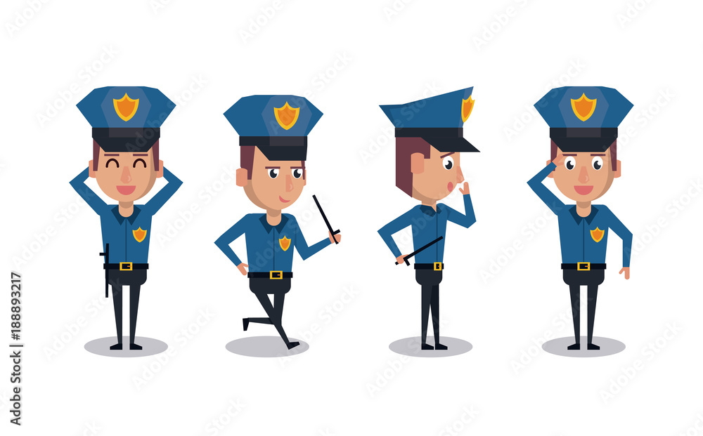 Police officer icons cartoon icon vector illustration graphic