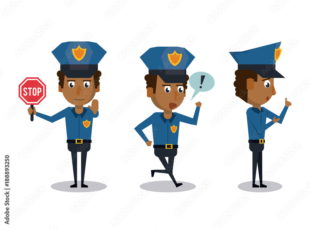 Police officer icons cartoon icon vector illustration graphic