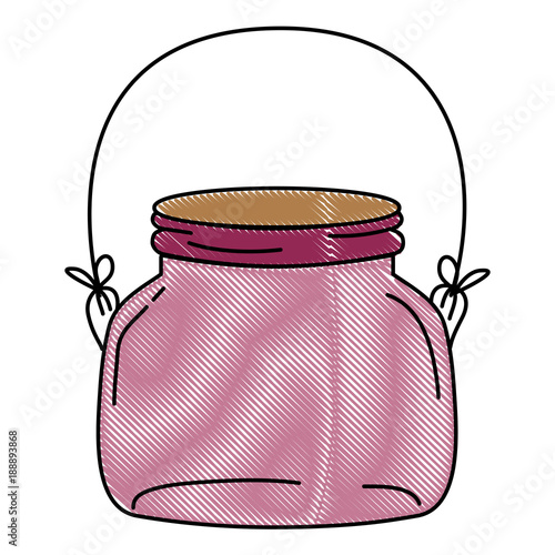 grated small and wide mason glass with wire handle