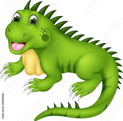 funny iguana cartoon posing with laughing
