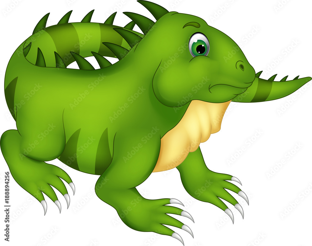 cute iguana cartoon posing with smile and look up cute iguana cartoon posing with smile and look up