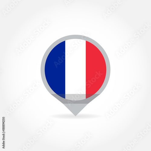 Flag of France in shape of map pointer or marker. French national symbol icon. Vector illustration. Free Download Flag of France in shape of map pointer or marker. French national symbol icon. Vector illustration. - GFXLoad