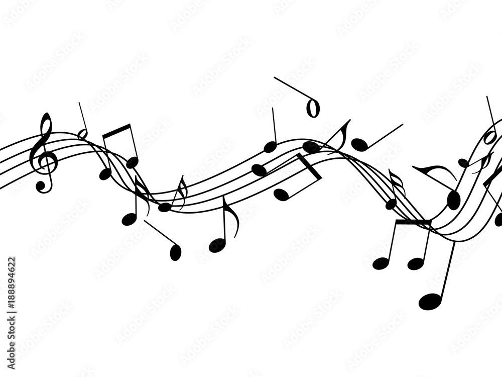 Naklejka premium 音楽 譜面 ト音記号 ミュージック 演奏 五線譜 音符