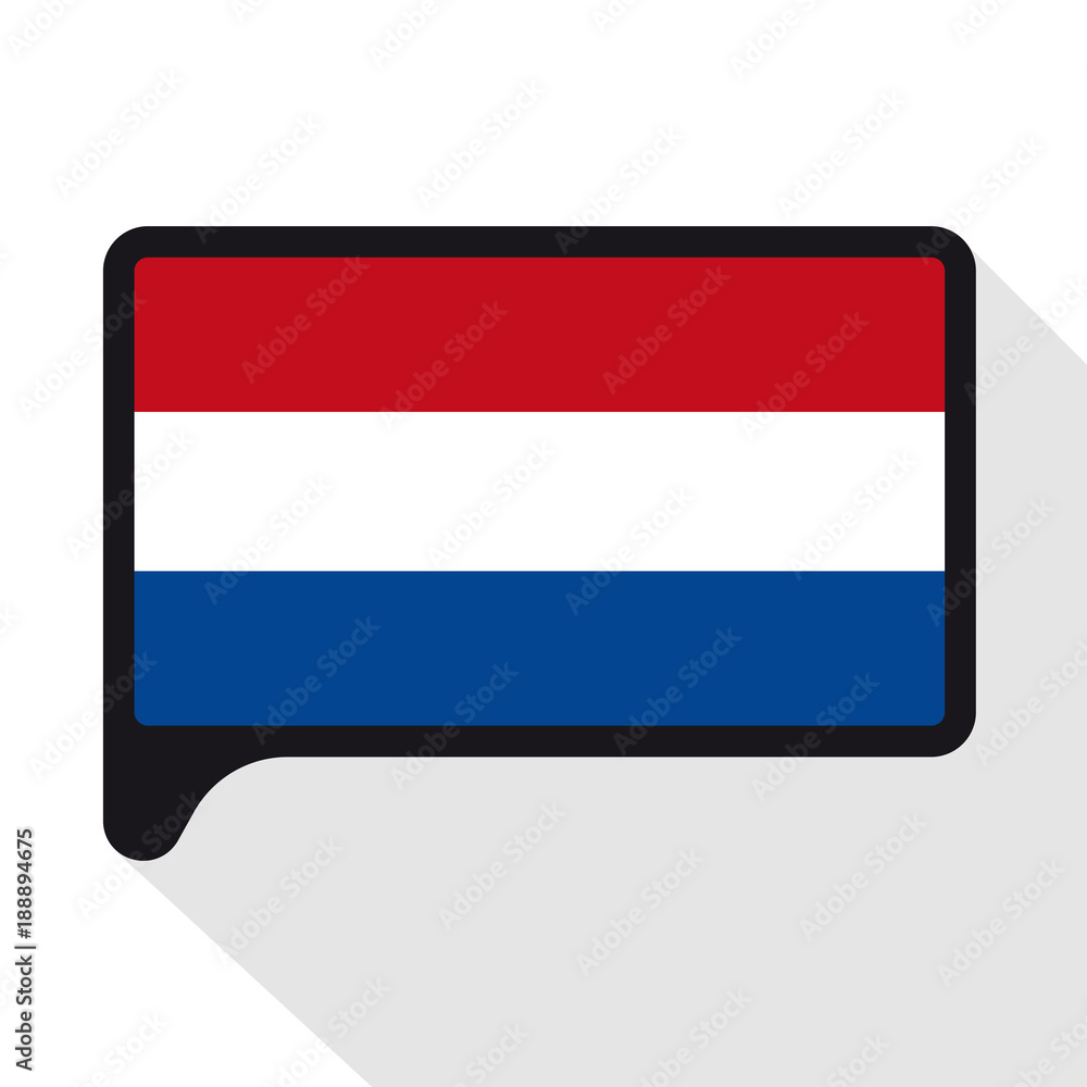 Speech Bubble flag of Netherlands. The symbol of Independence Day, a souvenir, a button language, an icon.
