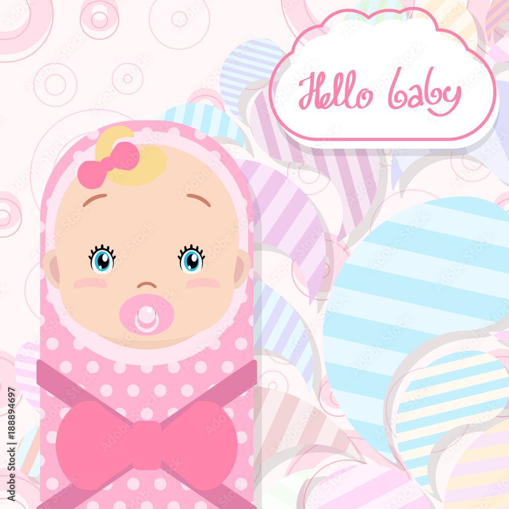 Baby girl, vector cute background. Baby girl, vector cute background.