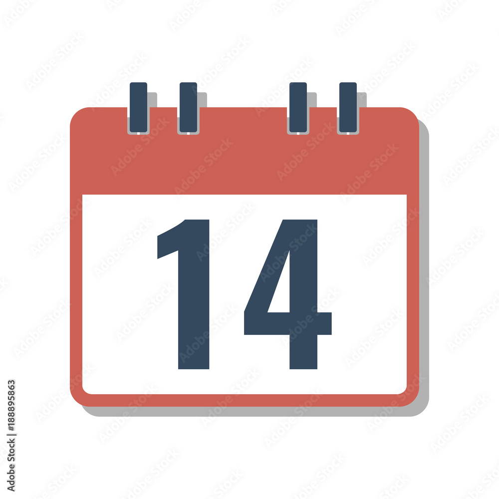 Fototapeta premium date 14 in calendar, flat style vector illustration