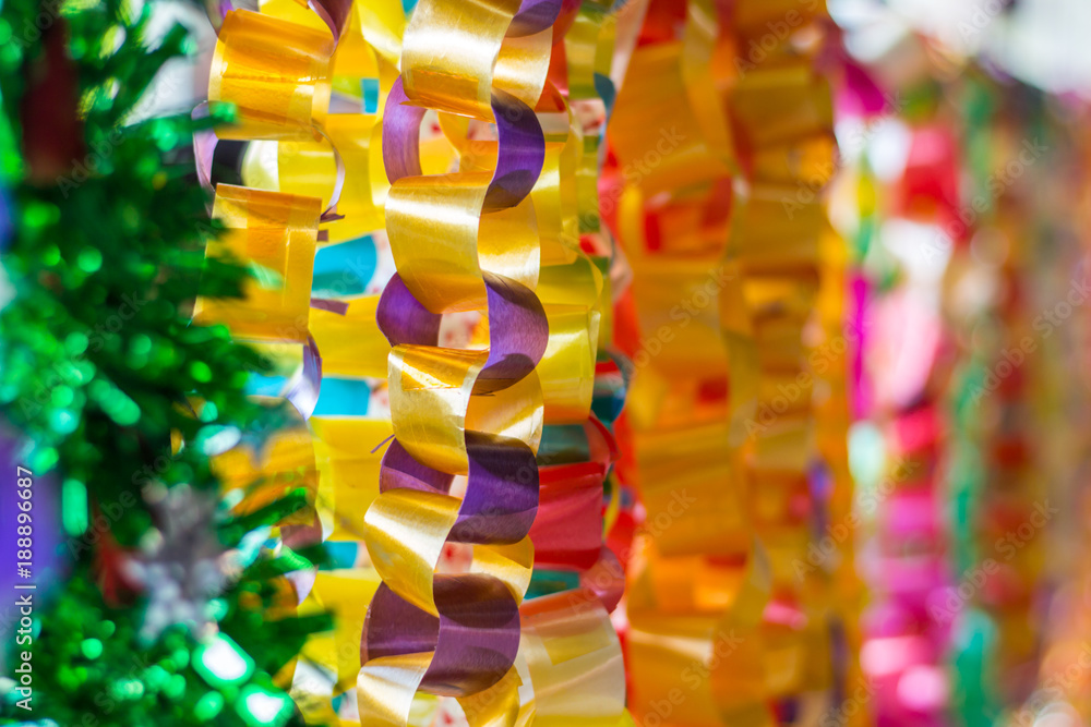 Naklejka premium Ribbon Garland for sale in school.