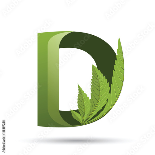 cannabis green leaf logo letter D