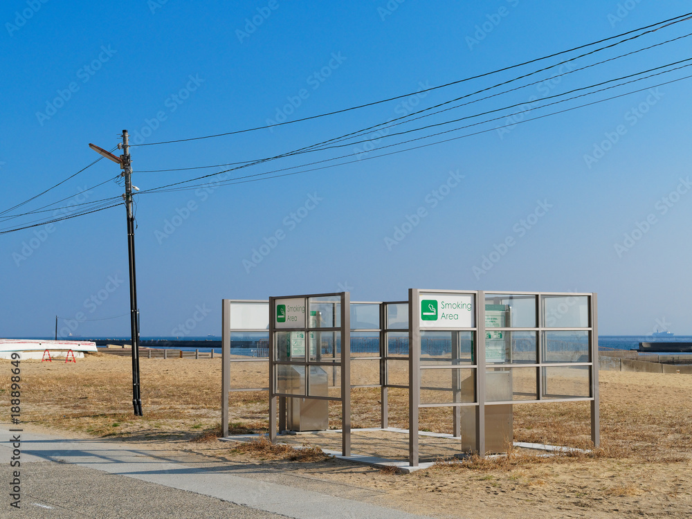 神戸 須磨海岸の喫煙スペース