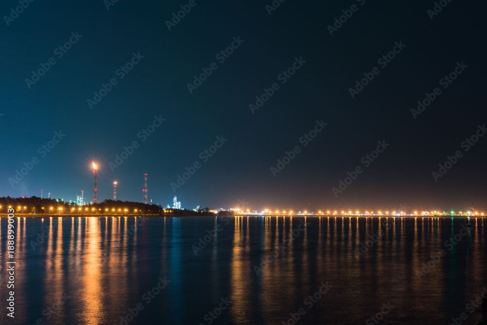Night light Oil refinery at twilight

