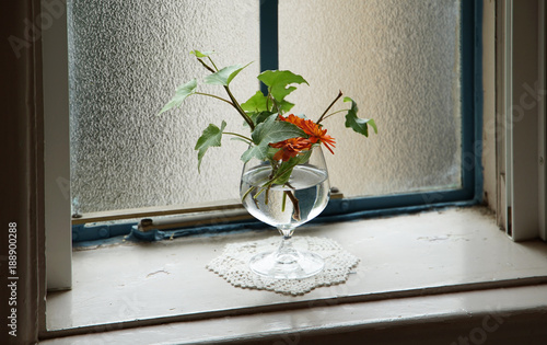 Tableau sur toile The decoration of the flower put by the window of the room