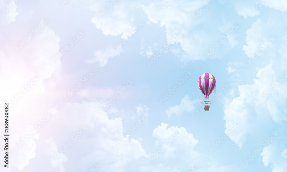 Flying hot air balloon in the air. Flying hot air balloon in the air.