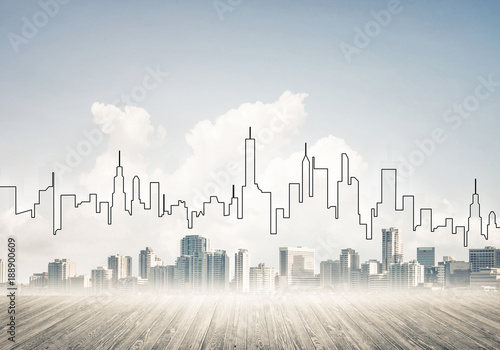 Background image with city center view as modern business life c