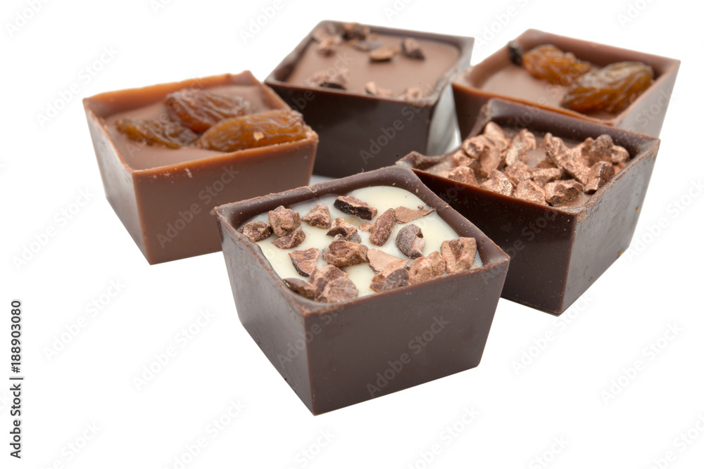 exclusive collection chocolate sweets isolated on the white