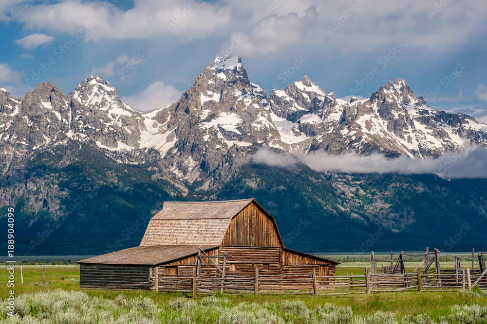 Old barn in Grand Teton Mountains