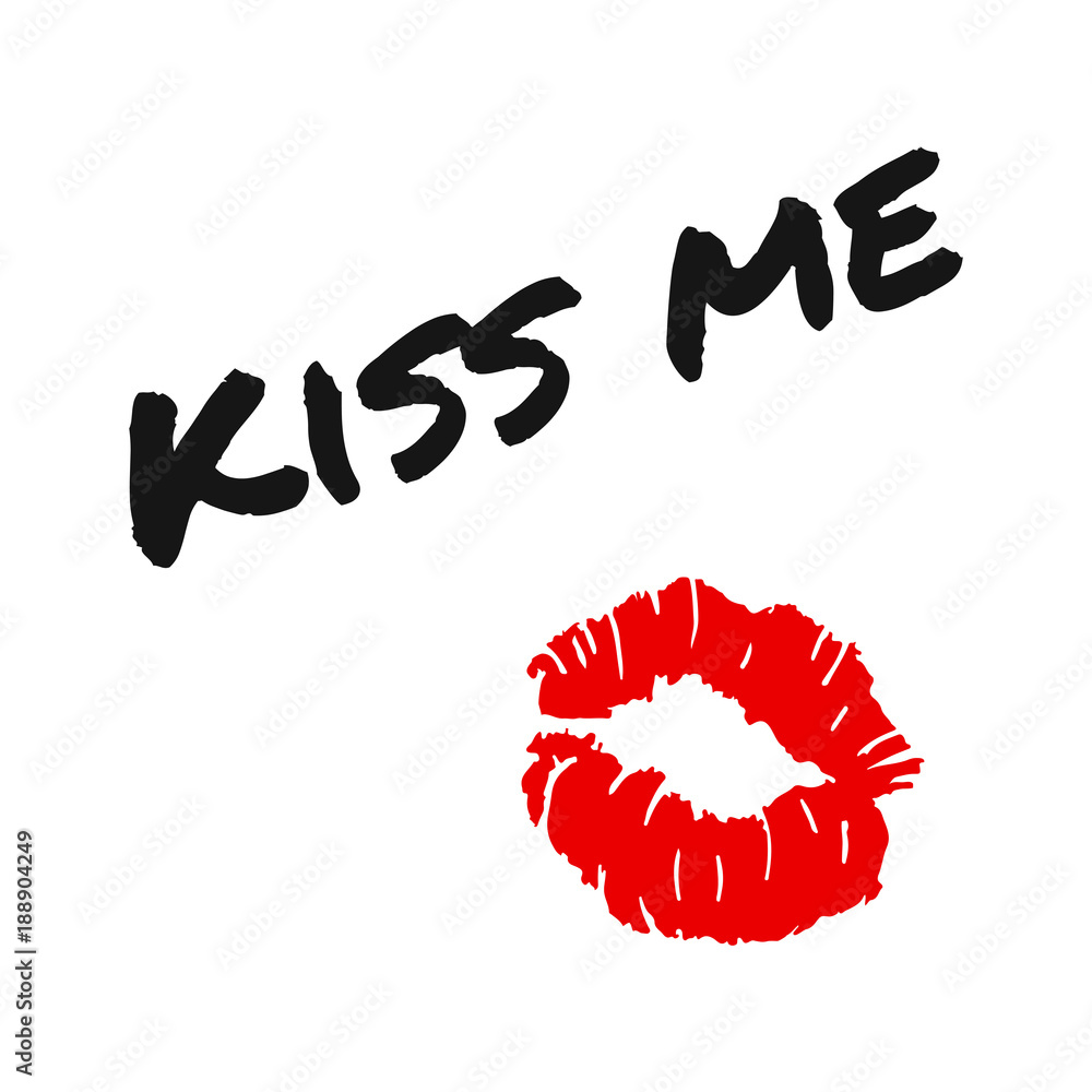 Kiss me. Phrase. Lips kiss. Red woman lips. Valentines day. Vector Kiss me. Phrase. Lips kiss. Red woman lips. Valentines day. Vector