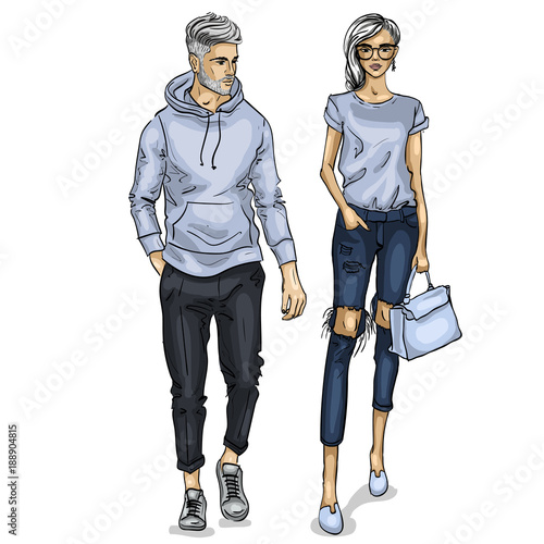 Vector woman and man